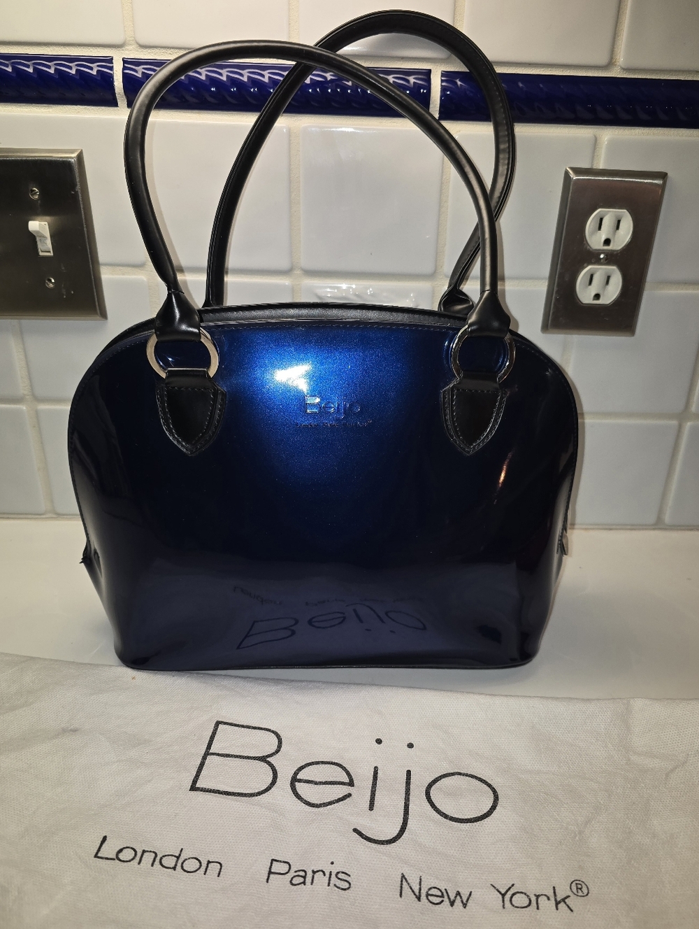 Beijo Sparkly BLUE Purse With Original Dust Bag - NWT